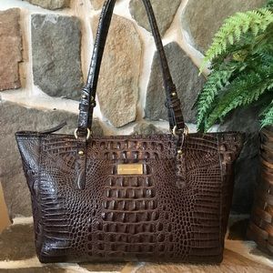 Brahmin Arno Brown Leather Satchel Tote